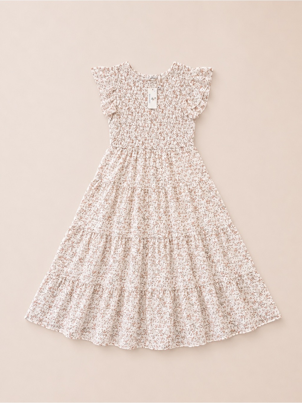 NWT Beachlissi Floral Smocked Tiered Midi Dress Small Cottagecore Boho - Picture 2 of 3